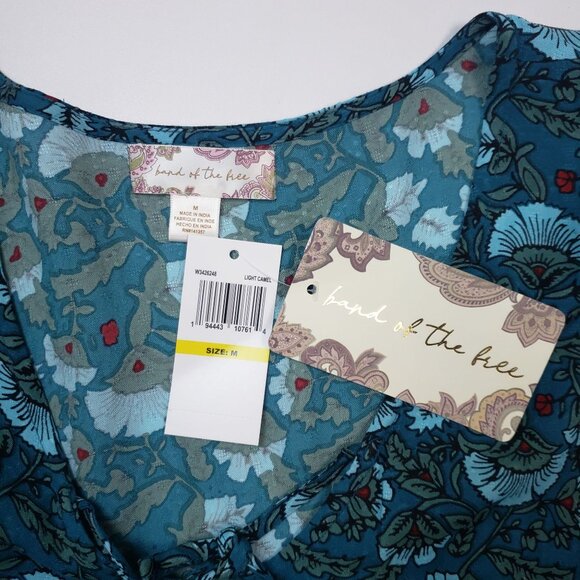 Band Of The Free Mallory Floral Babydoll Mini Dress Size Medium Deep Teal Aqua - Picture 10 of 16